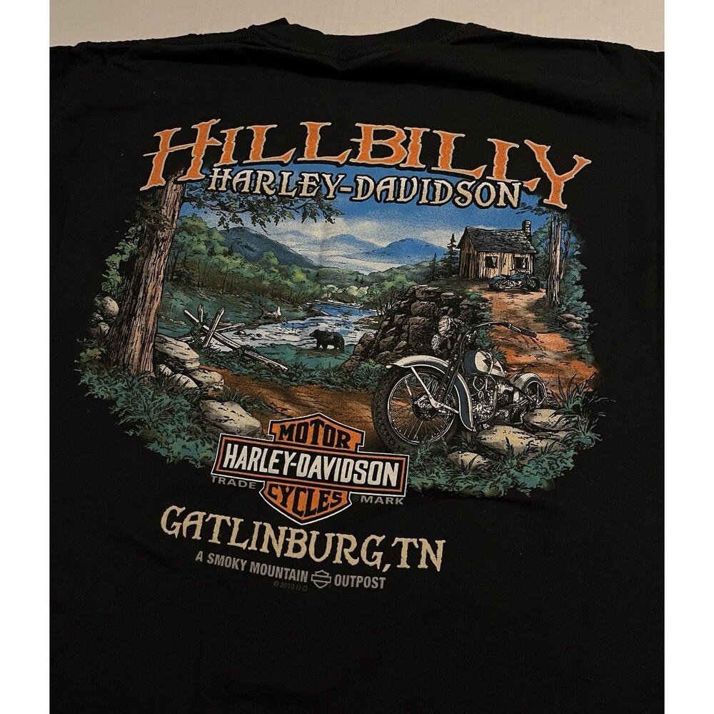 VTG Harley Davidson Motorcycles 2012 Hillbilly Gatlinburg T-Shirt LARGE Biker